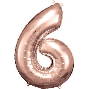 Luftballons Amscan 9906281, Riesenzahl 6, rose