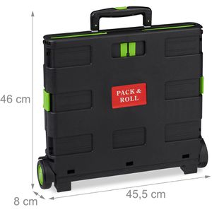 Produktbild für Einkaufstrolley Relaxdays schwarz / grün, klappbar