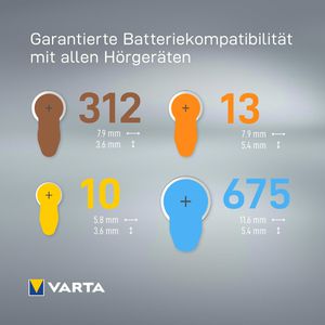 Produktbild für Hörgerätebatterie Varta 312