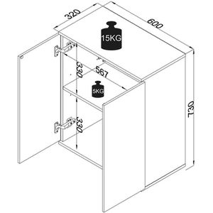 Produktbild für Aktenschrank VCM Dalosa 2-Fach 918321, aus Holz