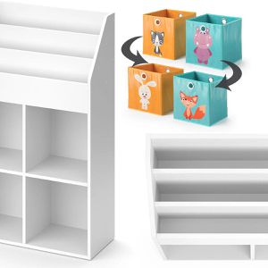 Produktbild für Bücherregal Vicco Luigi, weiß, mit 2 Faltboxen