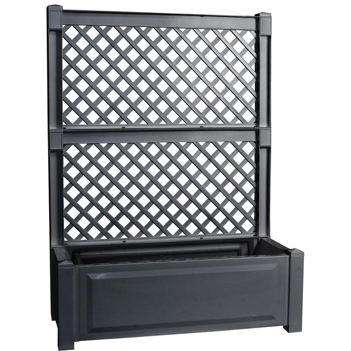 KHW Pflanzkasten Czardas 47005 anthrazit, 100 x 43 x 140 cm, Kunststoff,  Rankgitter  Bttcher AG