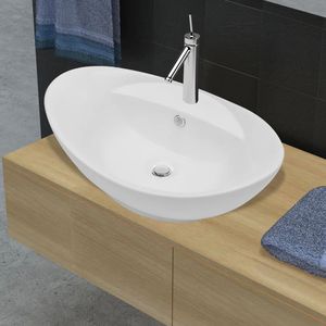 Produktbild für Waschbecken vidaXL Luxus 140678, aus Keramik, weiß
