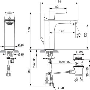 Produktbild für Waschtischarmatur Ideal-Standard Connect Air Grande, verchromt