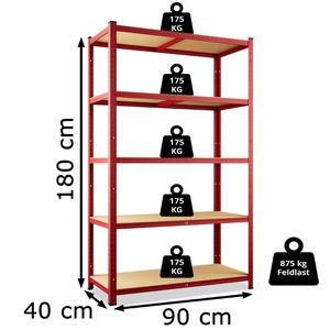 Produktbild für Schwerlastregal Monzana 106198, 5 Holzböden