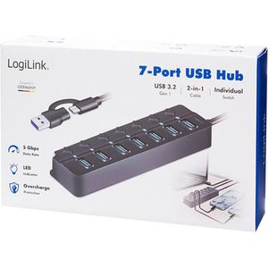 Produktbild für USB-Hub LogiLink UA0420, schwarz, mit Netzteil