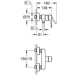 Produktbild für Duscharmatur GROHE Start Brausearmatur, 24208002, verchromt