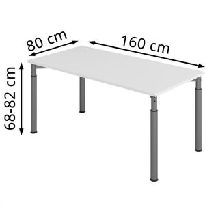 Produktbild für Schreibtisch Hammerbacher Y-Serie, lichtgrau / graphit