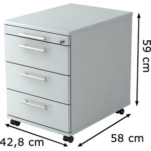 Produktbild für Rollcontainer Hammerbacher B-Serie, aus Holz, lichtgrau
