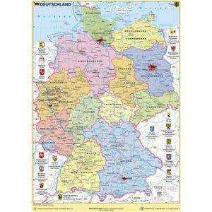 Produktbild für Deutschlandkarte Stiefel mit Wappen, Lernposter, rahmenlos