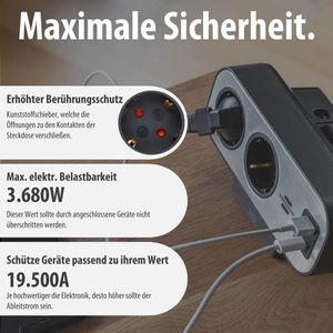 Produktbild für Tischsteckdose Brennenstuhl Estilo Duplex, mit 2m Schuko Kabel