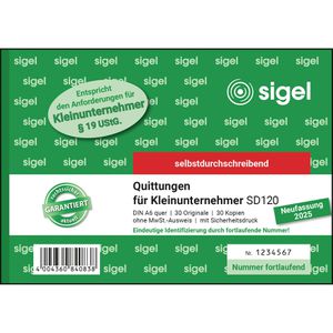 Produktbild für Quittungsblock Sigel SD120, fälschungssicher, ohne MwSt.