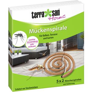 terrasan Mückenspirale Räucherspirale, 3h Wirkungsdauer, mit Halterung, 10 Stück