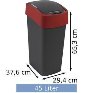 Produktbild für Mülleimer Curver Flip Bin 45L, rot