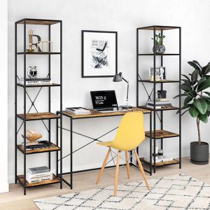 Produktbild für Bücherregal Vicco Fyrk, schwarz / dunkelbraun