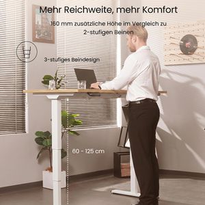 Produktbild für Schreibtisch FlexiSpot E5W, ahorn / weiß
