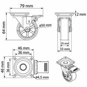 Produktbild für Möbelrolle SO-TECH RAPID 129884, mit Anschraubplatte