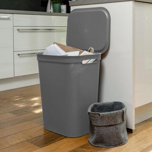 Produktbild für Wäschekorb Rotho Brisen, anthrazit, mit Deckel
