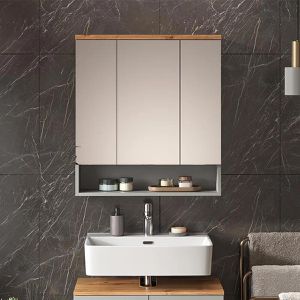 Produktbild für Spiegelschrank Vicco Eden, grau / eiche
