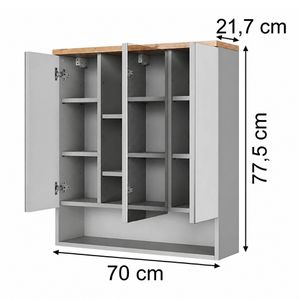 Produktbild für Spiegelschrank Vicco Eden, grau / eiche
