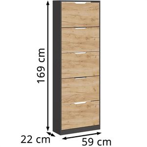 Produktbild für Schuhschrank Vicco Luca, anthrazit / eiche