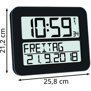 Produktbild für Wanduhr TFA 60.4512.01 Timeline, Kunststoff, digital, Funkuhr