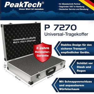 Produktbild für Transportkoffer PeakTech P 7270, abschließbar, aus Aluminium