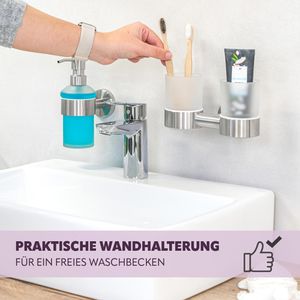 Produktbild für Zahnputzbecher Bremermann PIAZZA Doppel, aus satiniertem Glas
