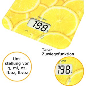 Produktbild für Küchenwaage Beurer KS 19 Lemon, mit Tara-Funktion, Teilung 1 g