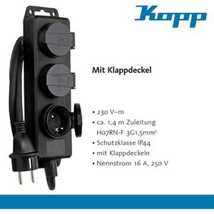 Produktbild für Steckdosenleiste Kopp Feuchtraum mit 1,4m Kabel