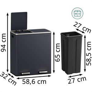 Produktbild für Mülleimer Songmics LTB60GS, rauchgrau