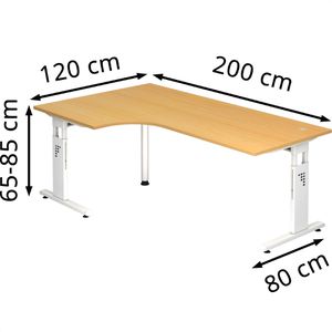 Produktbild für Schreibtisch Hammerbacher O-Serie, buche / weiß