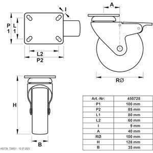 Produktbild für Schwerlastrolle Dörner+Helmer 728551, Lenkrolle