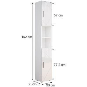 Produktbild für Badschrank Vicco Irma, 4 Füße, weiß hochglanz