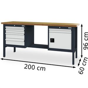 Produktbild für Werkbank Simplaflex CL66402KW20, lichtgrau
