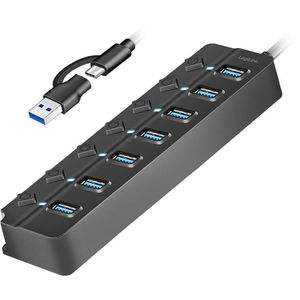Produktbild für USB-Hub LogiLink UA0420, schwarz, mit Netzteil