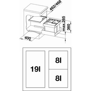 Produktbild für Einbaumülleimer BLANCO Flexon II 50/3, 521470