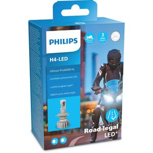Motorrad-Lampe Philips Ultinon Pro6000, 5800 Kelvin, H4