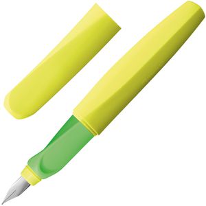 Pelikan Füller Twist Neon Gelb & AG Links- Kunststoff, aus M, – Rechtshänder, für Feder P457, gelb Böttcher