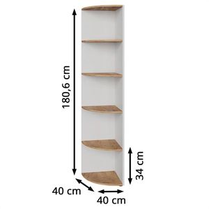 Produktbild für Bücherregal Vicco Ecki, weiß / eiche