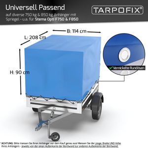 Produktbild für Anhänger-Plane Tarpofix HP1, wasserdichte Hochplane