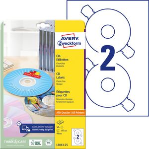 CD-Etiketten Zweckform L6043-25 Classic Size, weiß