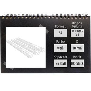 Produktbild für Drahtbinderücken Fellowes 53262, 34 Ringe