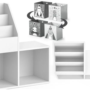 Produktbild für Bücherregal Vicco Luigi Mini, weiß, mit 2 Faltboxen