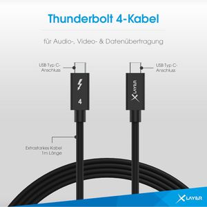 Produktbild für Ladekabel XLayer 220113 Thunderbolt 4, schwarz, 1m