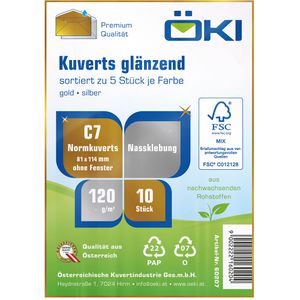 Produktbild für Briefumschläge ÖKI 60207, gold/silber glänzend, Mini