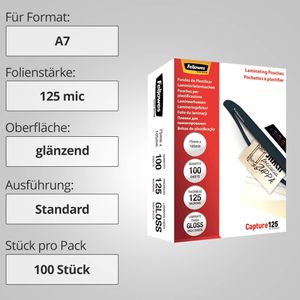 Produktbild für Laminierfolien Fellowes 53069, 75 x 105 mm