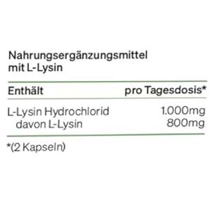 Produktbild für Lysin natural-elements L-Lysin, 365 Kapseln