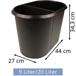 Produktbild für Papierkorb Helit Duo-System H6103795, schwarz
