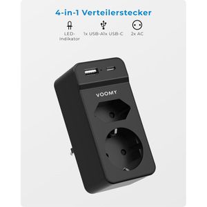Produktbild für Steckdosenadapter Voomy Split X2S, mit Überspannungsschutz